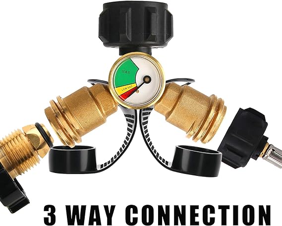 Solimeta Dual Propane Tank Connection, Propane Tank Y Splitter Adapter with Gauge - Image 2